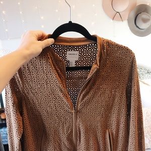 Suede zip up jacket